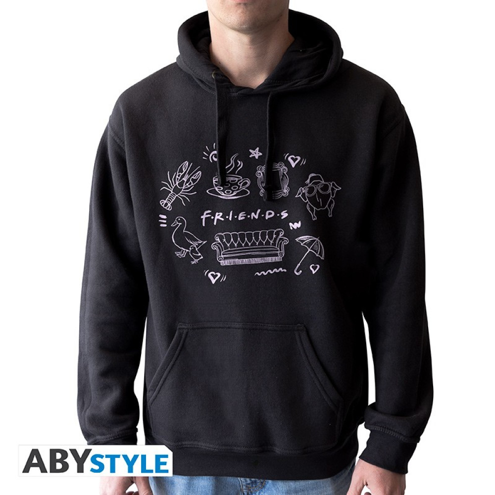 Friends Hoodie - "Scribble" man without zip black Friends Hoodie - "Scribble" man without zip black