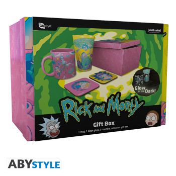 Rick & Morty Pck Glass XXL +Mug+ 2 Coasters"Pattern" 