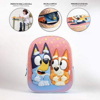 Bluey Stars 3D τσάντα Δημοτικού 31 cm