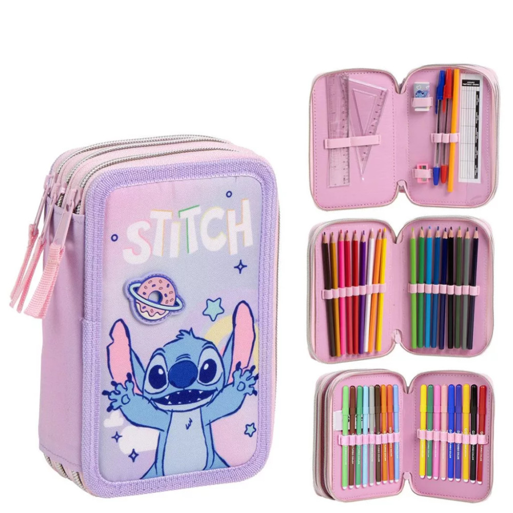 Disney Stitch Κασετίνα Γεμάτη με 3 Θήκες Disney Stitch Κασετίνα Γεμάτη με 3 Θήκες