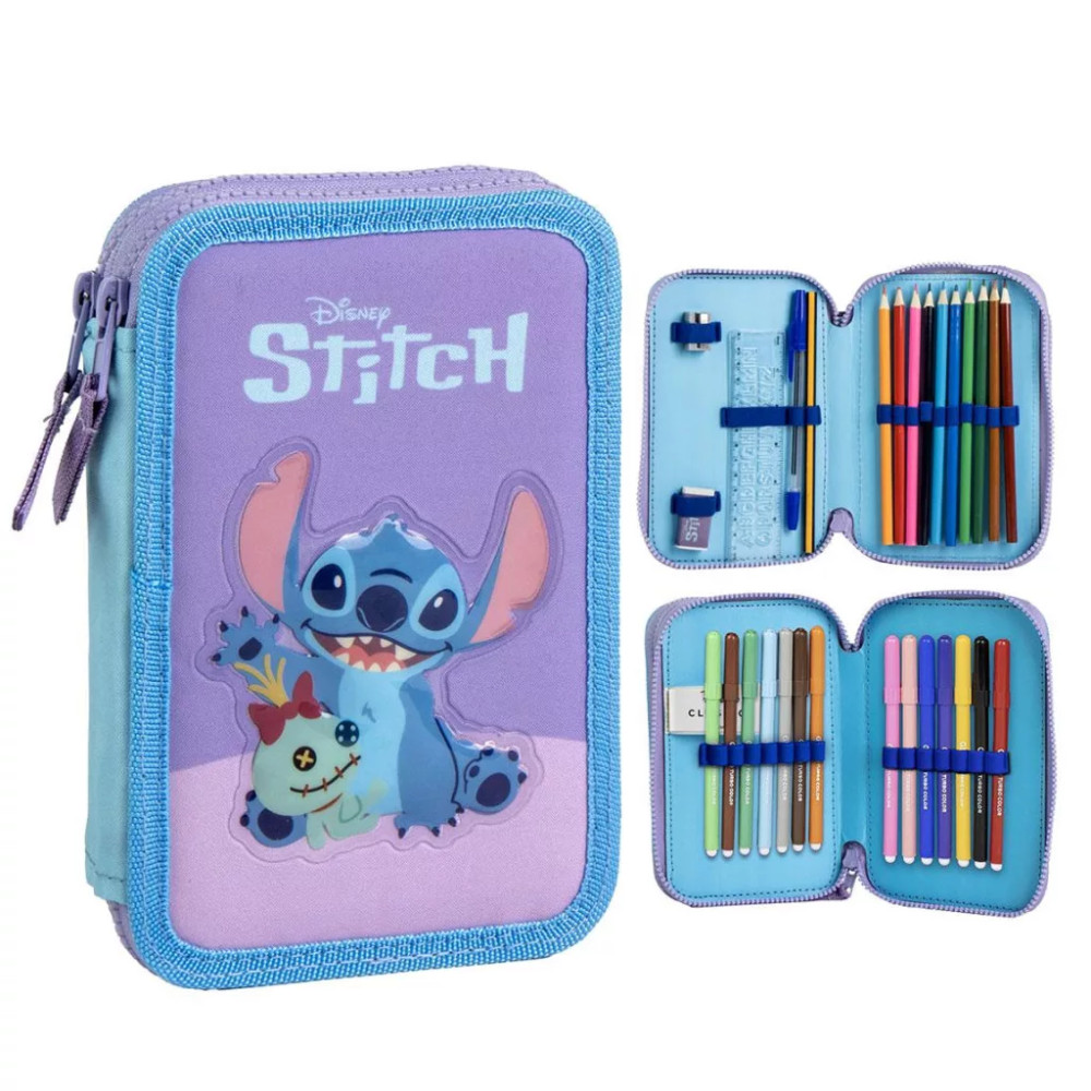 Disney Stitch Κασετίνα Γεμάτη με 2 Θήκες Disney Stitch Κασετίνα Γεμάτη με 2 Θήκες