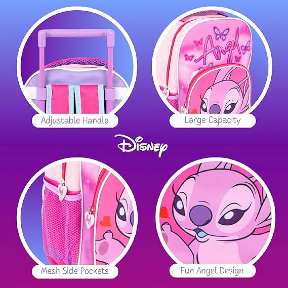 Disney Lilo and Stitch Pink Angel  Trolley Backpack 36cm