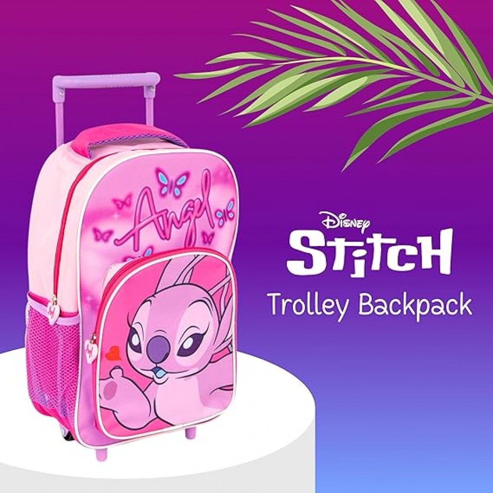 Disney Lilo and Stitch Pink Angel  Trolley Backpack 36cm