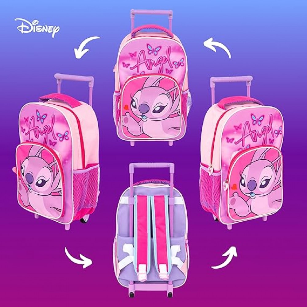 Disney Lilo and Stitch Pink Angel  Trolley Backpack 36cm