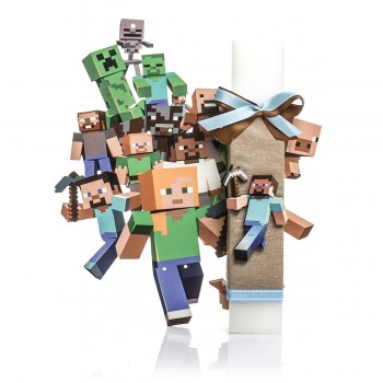 Χειροποίητη Λαμπάδα Με Καδράκι "Minecraft"