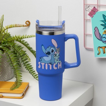 Stitch Blue 900ml Insulated Cup and Straw