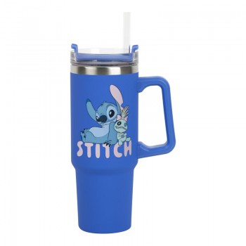 Stitch Blue 900ml Insulated Cup and Straw