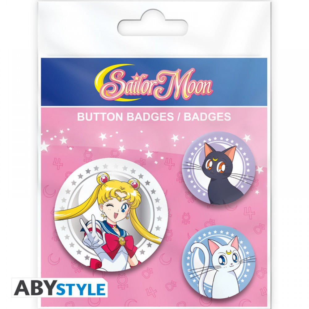 Sailor Moon Sailor Moon, Luna & Artemis badge Σετ Κονκάρδες