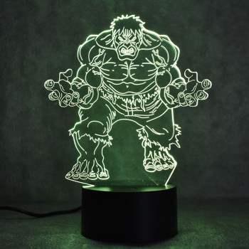 LED 3D Φωτιστικό Illusion Led Hulk