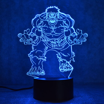 LED 3D Φωτιστικό Illusion Led Hulk