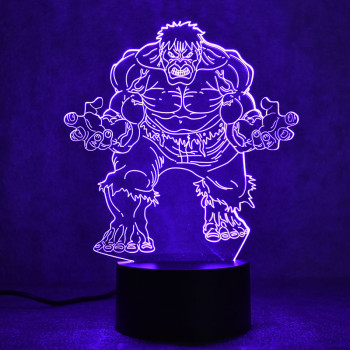 LED 3D Φωτιστικό Illusion Led Hulk