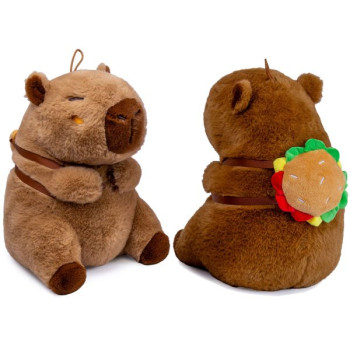 Capybara Kawaii With Burger Backpack Λούτρινο 25cm