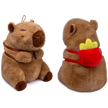 Capybara Kawaii With Fries Backpack Λούτρινο 25cm