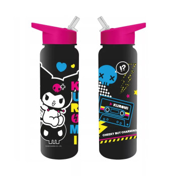 Hello Kitty Kuromi Punk Πλαστικό Μπουκάλι με Καλαμάκι 700 ml