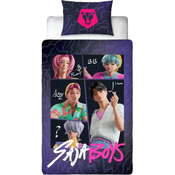 K-pop Demon Hunters Saja Boys Διπλής Όψης Σετ Παπλωματοθήκη 140x200cm + Μαξιλαροθήκη 70x90 cm