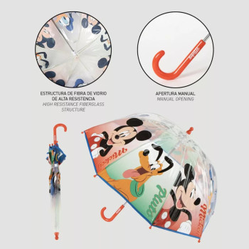 Disney Mickey Pluto Παιδική Διάφανη Ομπρέλα Ø71 cm