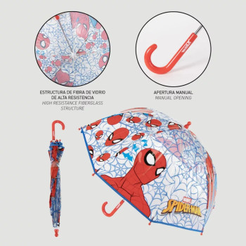 Marvel Spiderman Web Παιδική Διάφανη Ομπρέλα ⌀71 cm