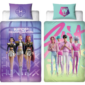 K-pop Demon Hunters Battle Διπλής Όψης Σετ Παπλωματοθήκη+Μαξ K-pop Demon Hunters Battle Διπλής Όψης Σετ Παπλωματοθήκη+Μαξ