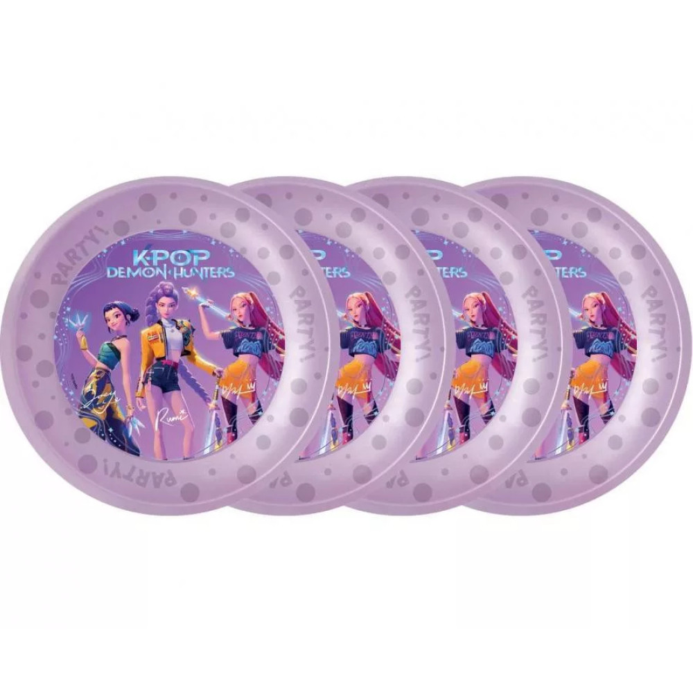 K-pop Demon Hunters Honmoon Πλαστικά Πιάτα για Πάρτυ 4τμχ 21cm (Πολλών Χρήσεων) K-pop Demon Hunters Honmoon Πλαστικά Πιάτα για Πάρτυ 4τμχ 21cm (Πολλών Χρήσεων)