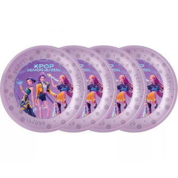 K-pop Demon Hunters Honmoon Πλαστικά Πιάτα για Πάρτυ 4τμχ 21cm (Πολλών Χρήσεων)