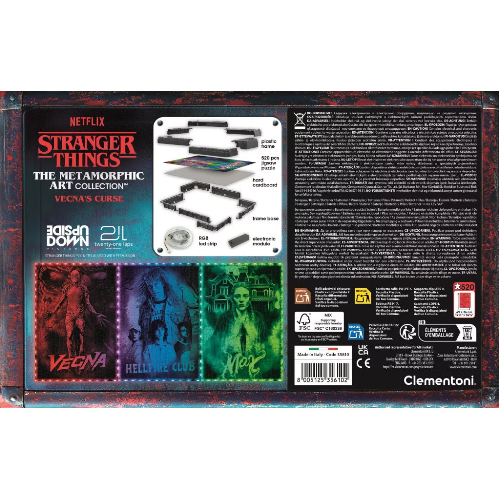 Stranger Things Vecna's Curse 520-piece puzzle in LED frame Clementoni Stranger Things Vecna's Curse 520-piece puzzle in LED frame Clementoni