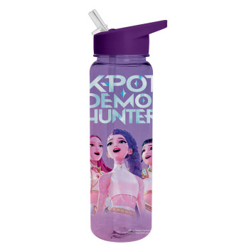 K-POP Demon Hunters Huntrix Flip Top Πλαστικό Μπουκάλι με Καλαμάκι 750ml