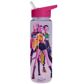 K-POP Demon Hunters Huntrix Flip Top Πλαστικό Μπουκάλι με Καλαμάκι 750ml