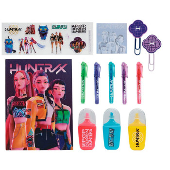 KPop Demon Hunters case with stationery set
