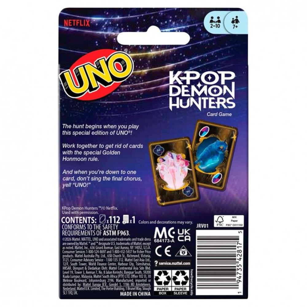 UNO K-Pop Demon Hunters card game