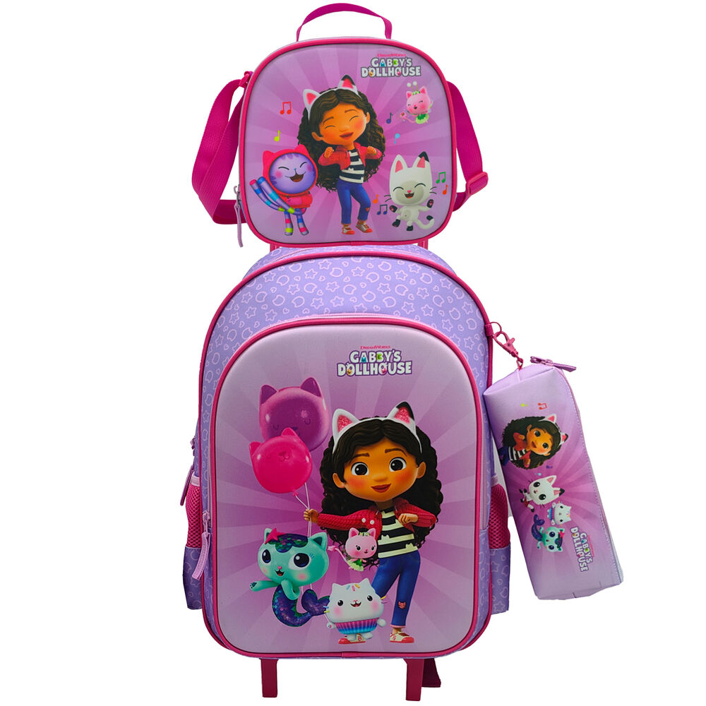 Gabbys Dollhouse Trolley set + pencil case + lunch bag