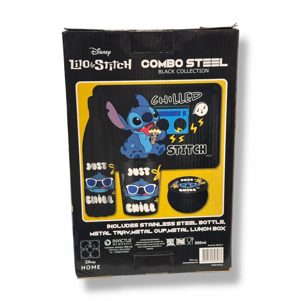 Lilo & Stitch Σετ Παγούρι, Ποτήρι, Δισκάκι, Μεταλλικό Lunch Box