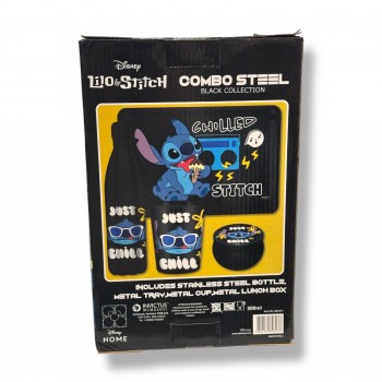 Lilo & Stitch Σετ Παγούρι, Ποτήρι, Δισκάκι, Μεταλλικό Lunch Box