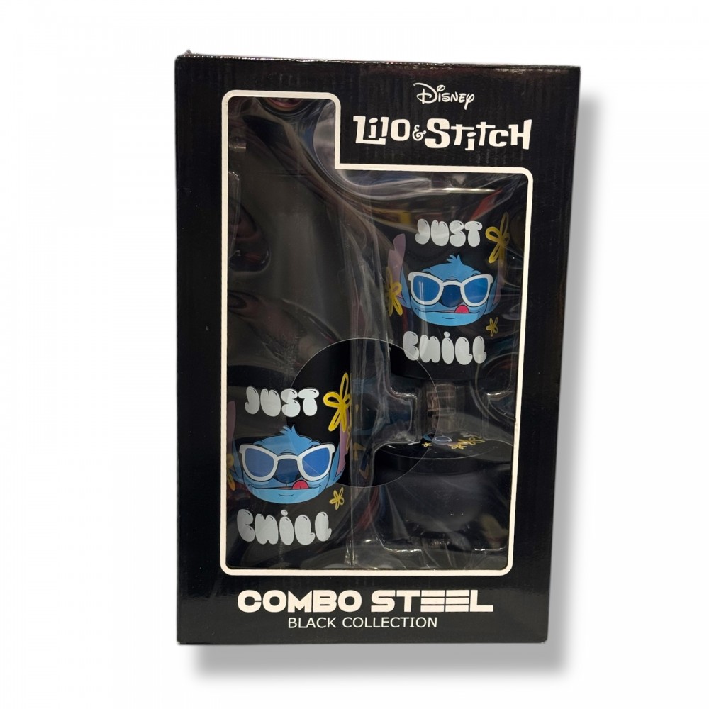 Lilo & Stitch Σετ Παγούρι, Ποτήρι, Δισκάκι, Μεταλλικό Lunch Box