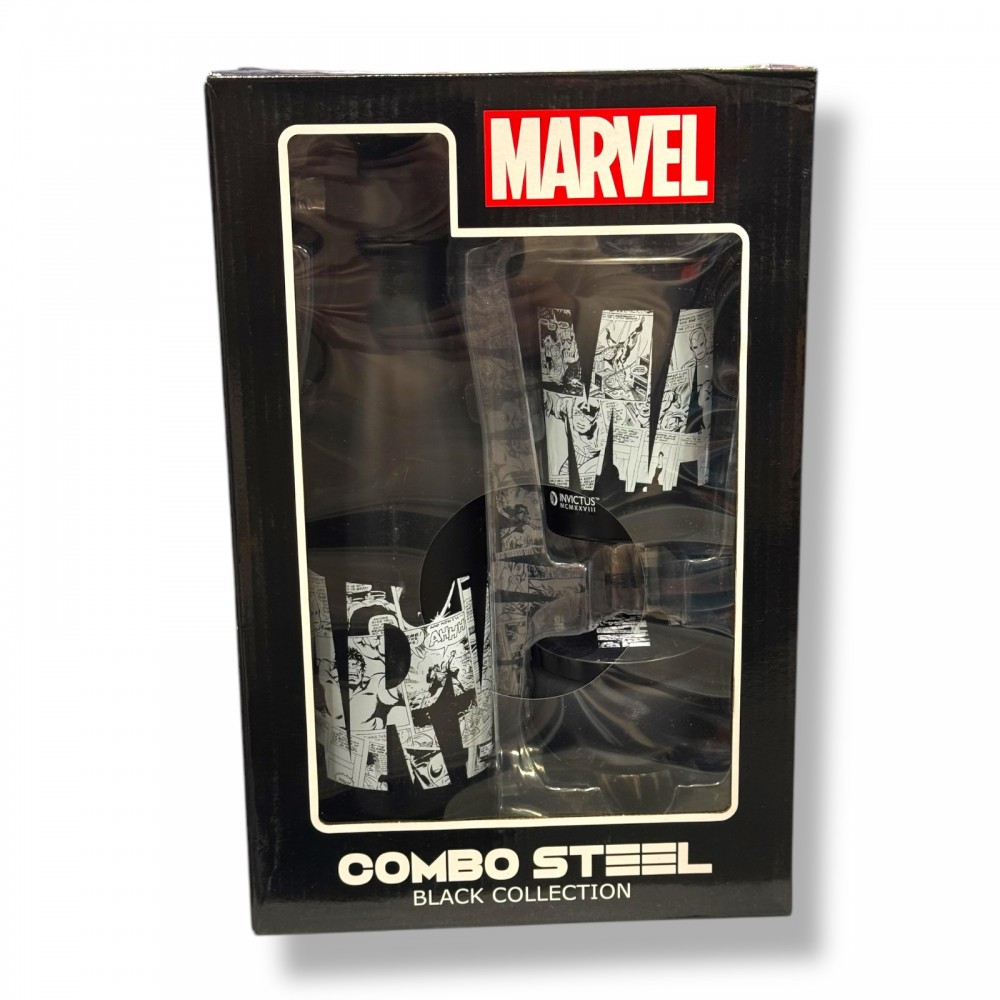 Marvel Σετ Παγούρι, Ποτήρι, Δισκάκι, Μεταλλικό Lunch Box