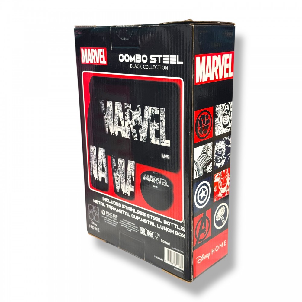 Marvel Σετ Παγούρι, Ποτήρι, Δισκάκι, Μεταλλικό Lunch Box