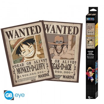 ONE PIECE Αφίσα-Poster Set 2 Wanted Luffy & Ace (52x38cm