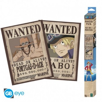 ONE PIECE Αφίσα-Poster Set 2 Wanted Sabo & Ace (52x38cm)