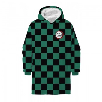 Demon Slayer Green pullover fleece blanket poncho Ενηλίκων