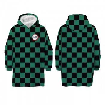 Demon Slayer Green pullover fleece blanket poncho Ενηλίκων