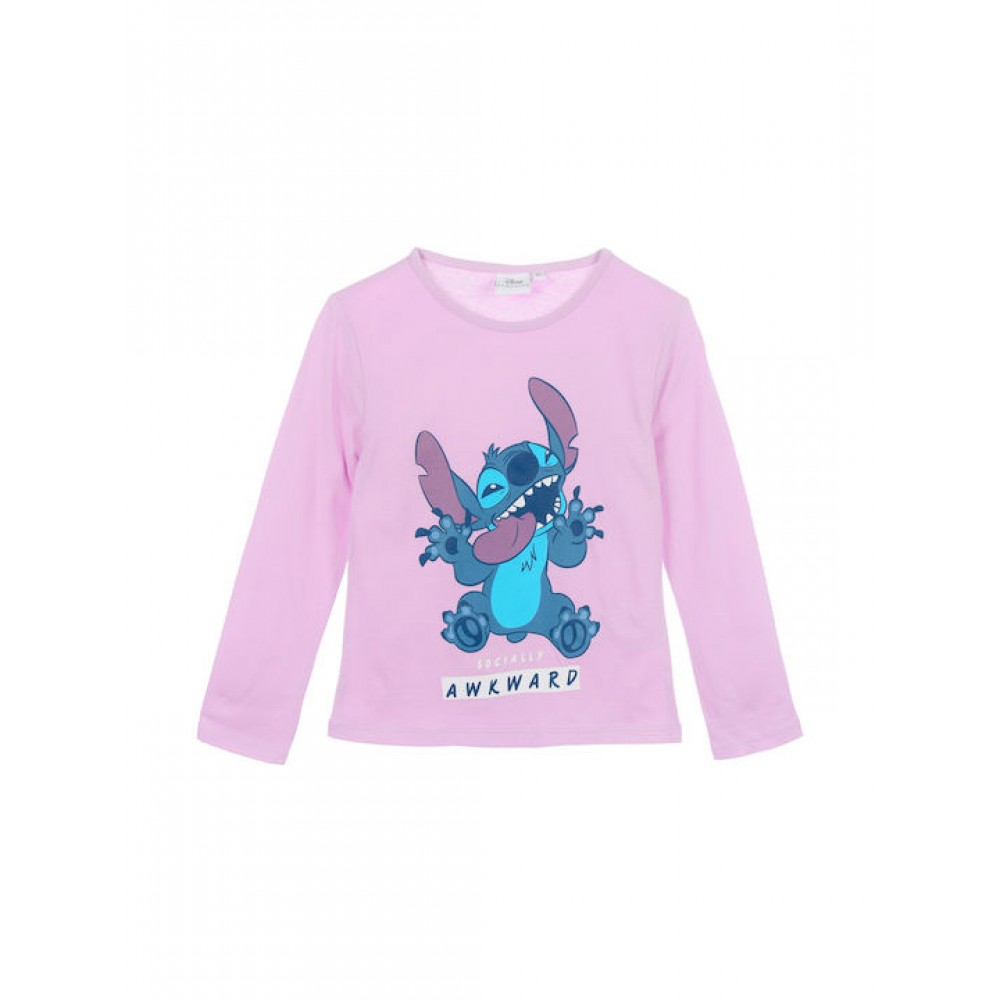 Disney Lilo and Stitch Awkward Παιδική Χειμερινή Μακρυμάνικη Μπλούζα Ροζ-Μωβ