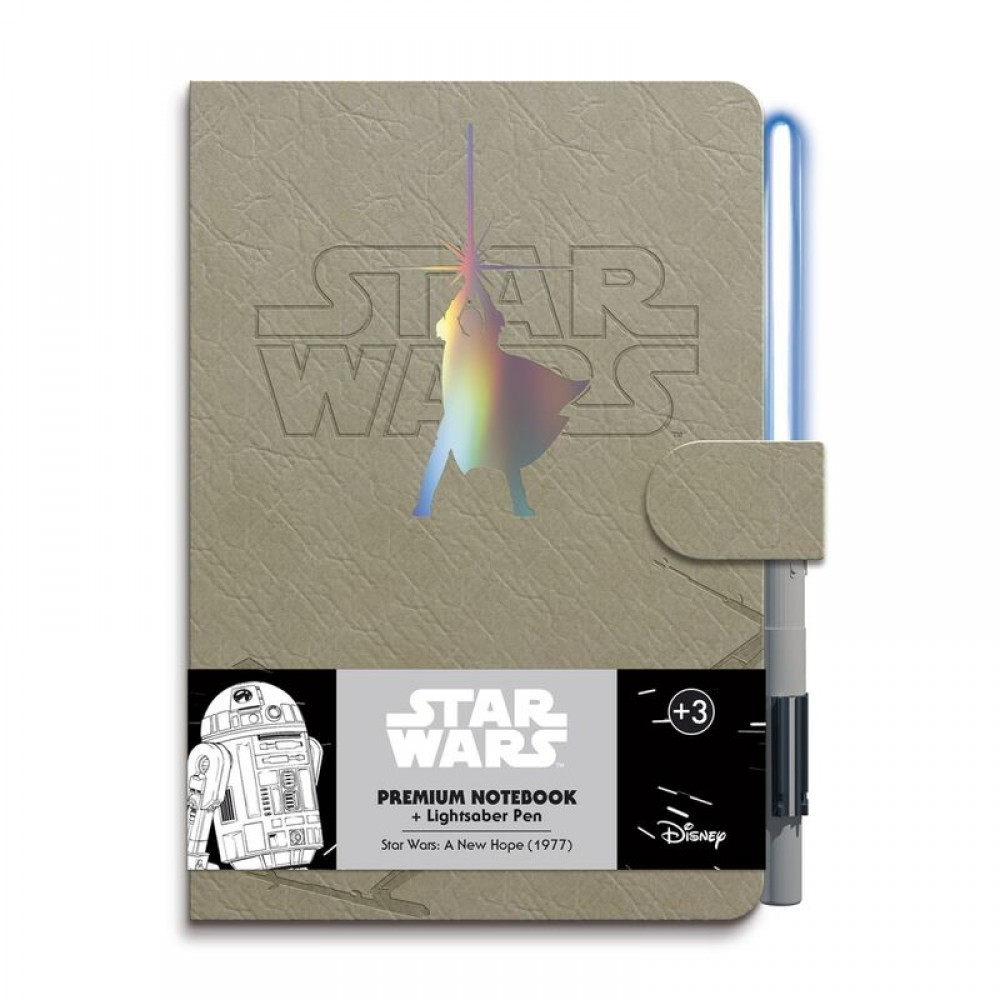 Star Wars Luke Skywalker A5 premium notebook + light sabre Στυλό