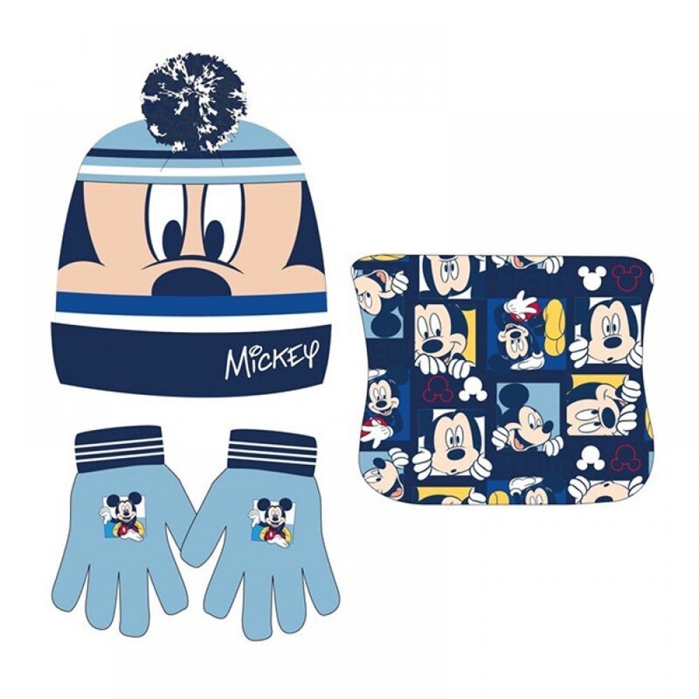 Disney Mickey Παιδικό Χειμωνιάτικο Σετ Σκουφάκι- Γάντια- Λαιμουδιέρα 