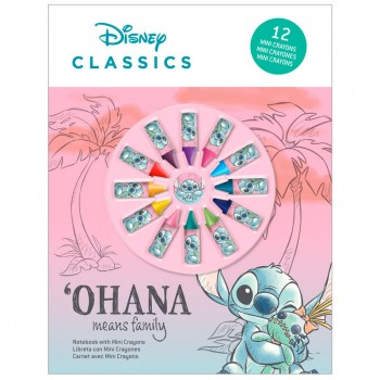 Disney Stitch notebook + 12 crayons set