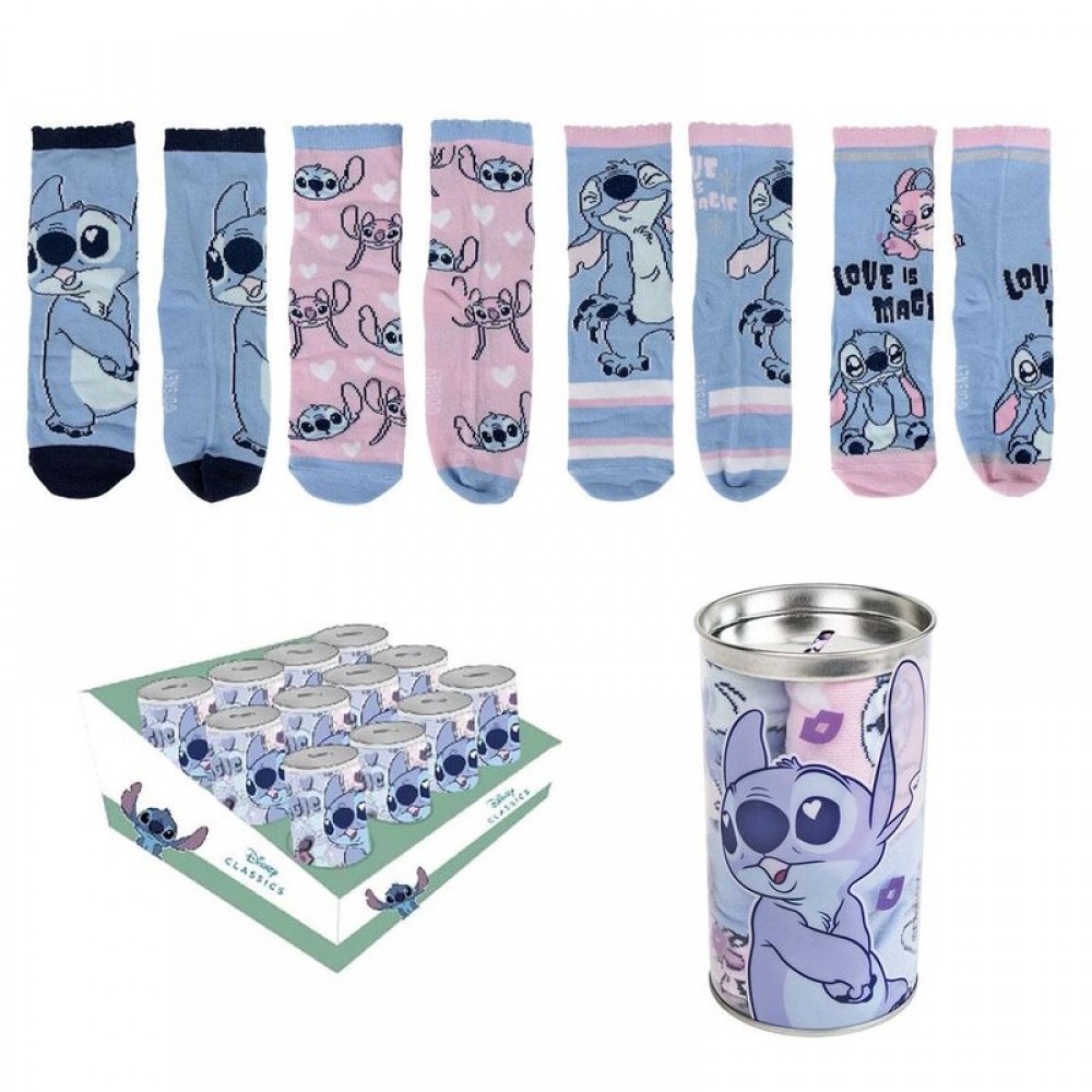 Disney Stitch Σετ 4 Ζευγάρια Παιδικές Κάλτσες 