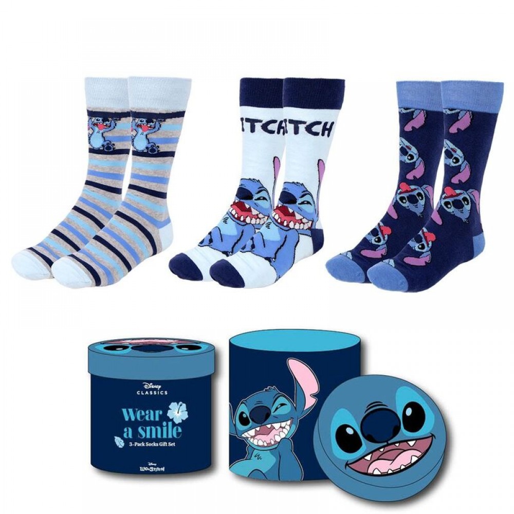Disney Stitch Κάλτσες Ενηλίκων Σετ 3 τμχ One Size 36-43
