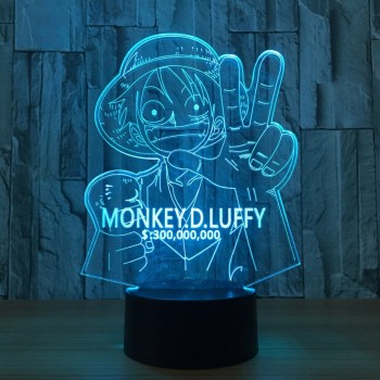 LED 3D Φωτιστικό Illusion Led One Piece Monkey D. Luffy