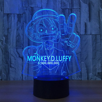 LED 3D Φωτιστικό Illusion Led One Piece Monkey D. Luffy